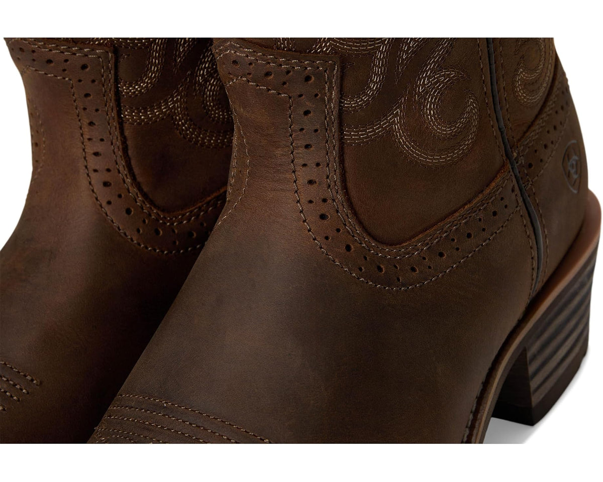 Men's Ariat Hybrid Roughstock Square Toe Cowboy Boot Distressed Brown