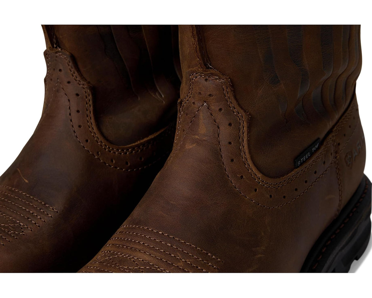 Men's Ariat Sierra Shock Shield Patriot Steel Toe Work Boots Distressed Brown
