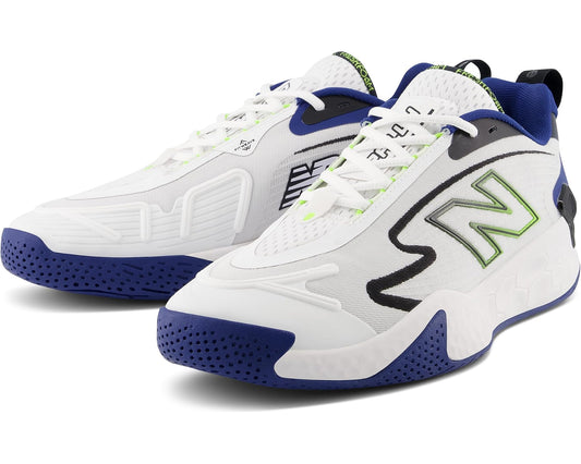 Men's New Balance CT-Rally sneakers in white with navy and neon green accents