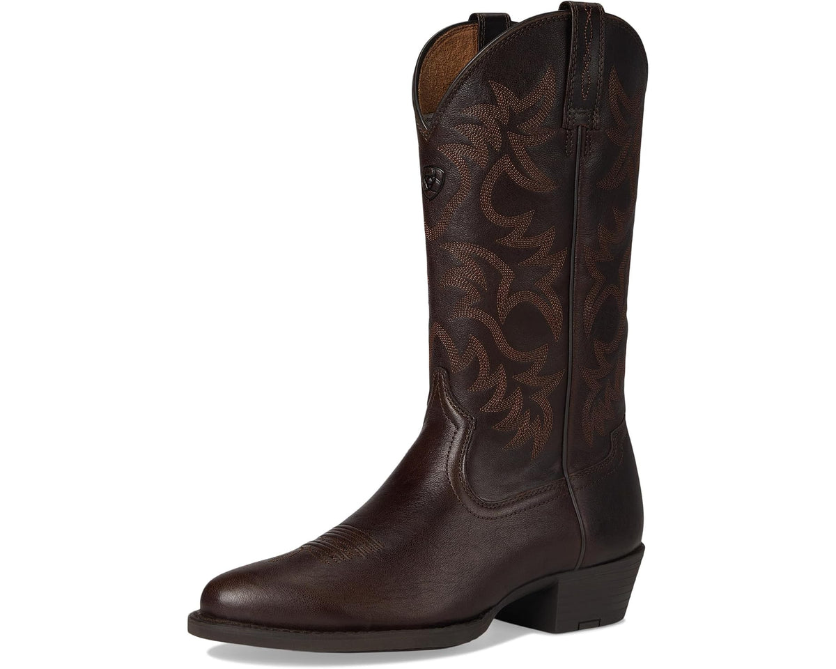 Men's Ariat Heritage R Toe Western Boot Burnished Chocolate