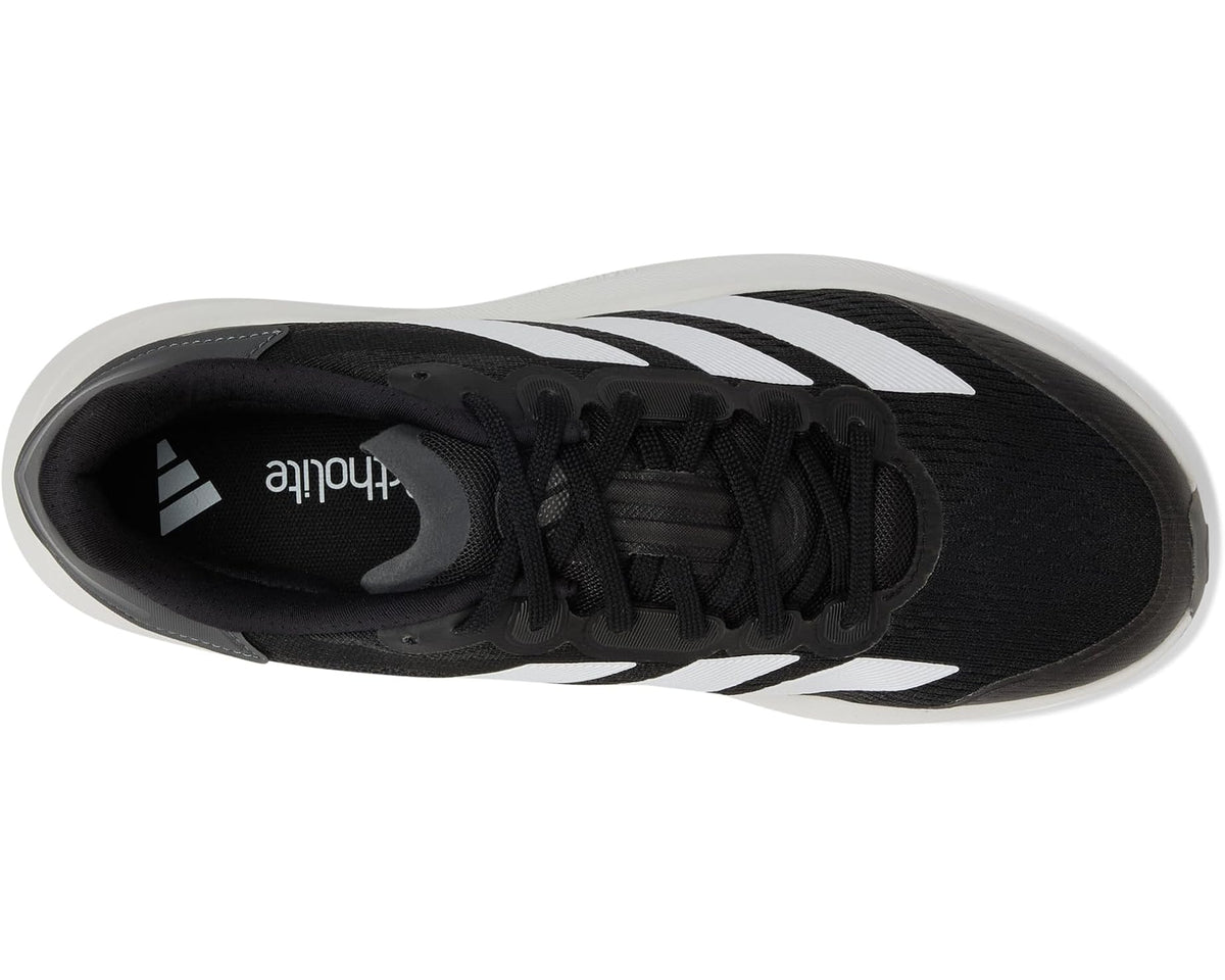 Men's adidas Duramo Speed 2 running shoes, lace-up black upper, white side stripe detail