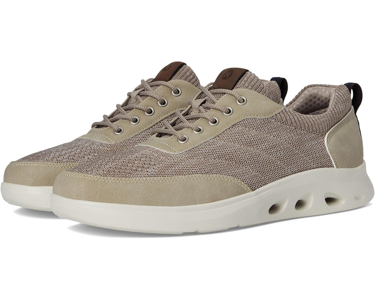 Men's Nunn Bush Ponte Knit Moc Toe Sneakers Hybrid Oxford Casual Lightweight Athletic Style Lace Up Taupe