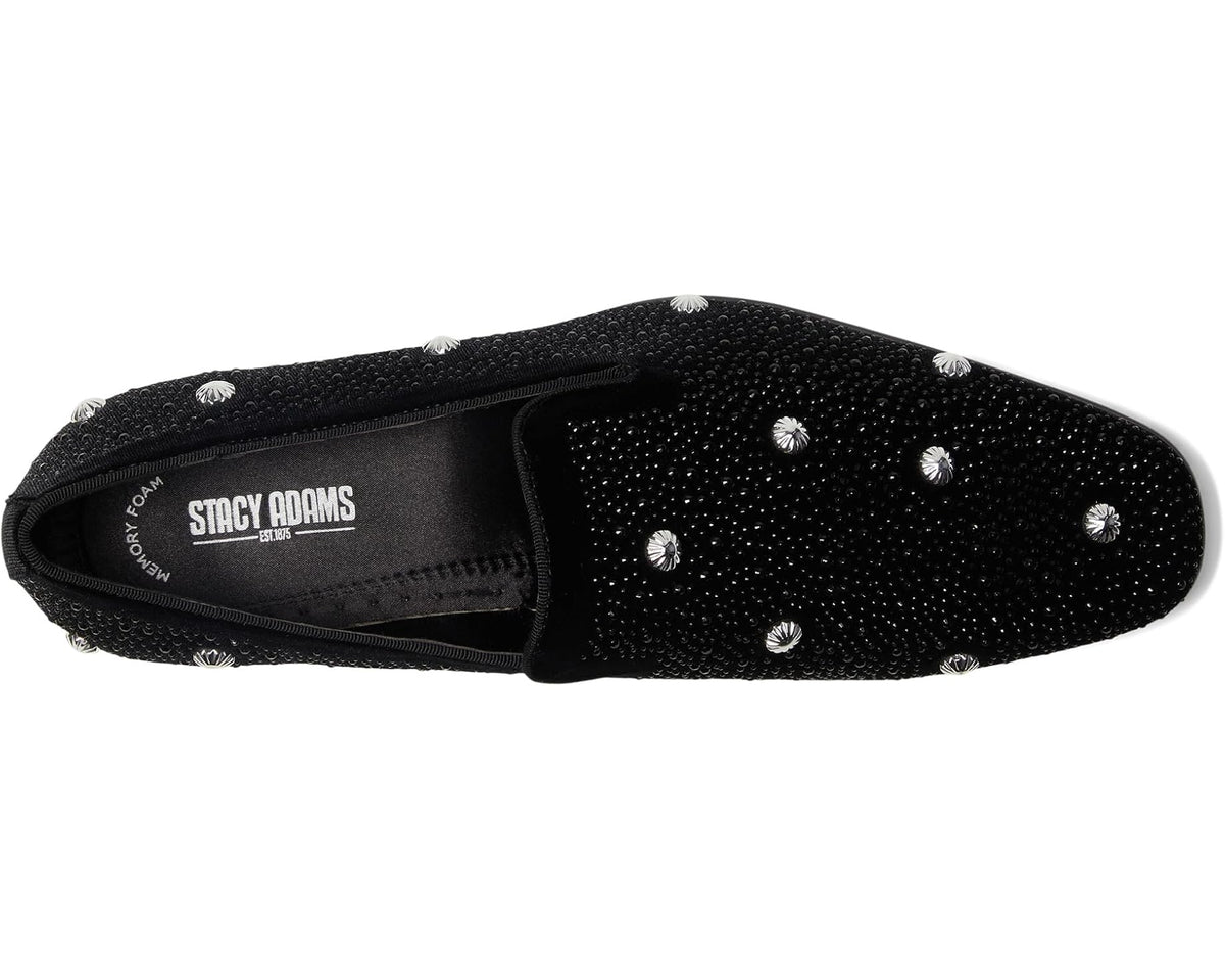 Men's Stacy Adams Spangle Rhinestone Slip-On Black/Silver