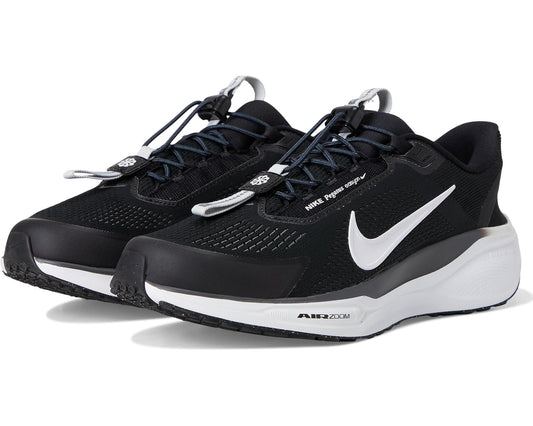 Men's Nike Pegasus Easy On black running shoes with white swoosh and white midsole