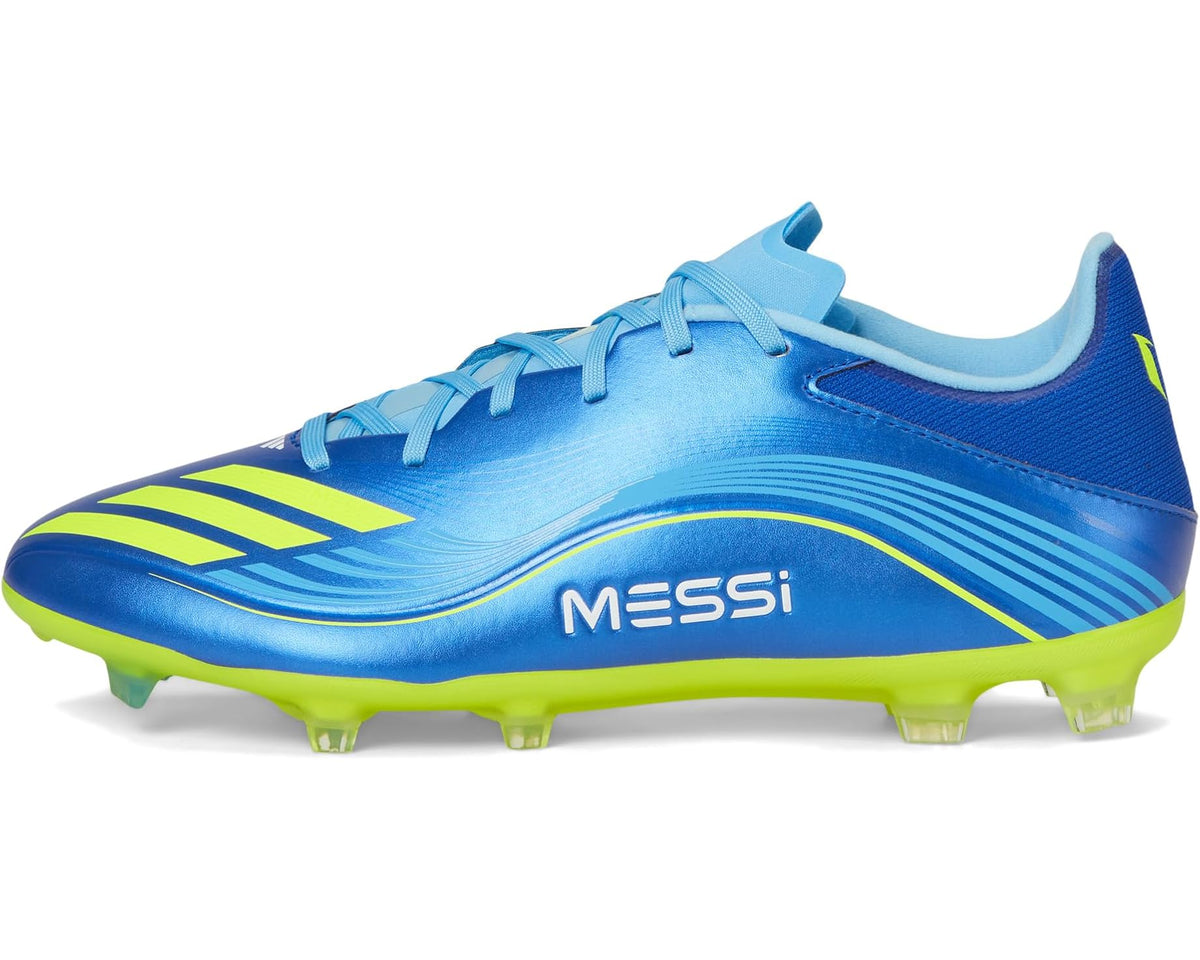 Unisex adidas F50 Messi League Firm/Multi Ground Soccer Cleats Team Royal Blue/Solar Yellow/Semi Blue Burst