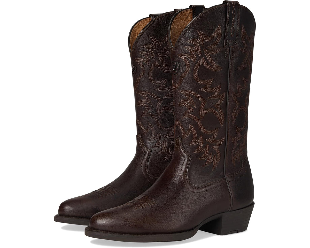 Men's Ariat Heritage R Toe Western Boot Burnished Chocolate