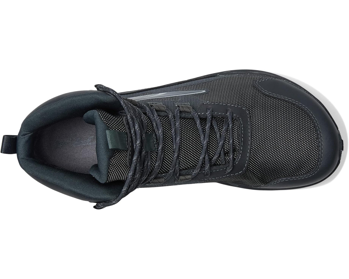 Black boot with lace-up front and padded tongue, side mesh upper detail
