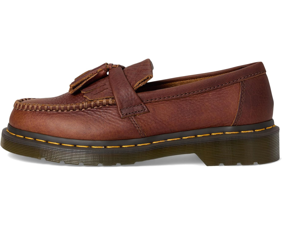 Unisex Dr. Martens Adrian Yellow Stitch Leather Loafers Cashew