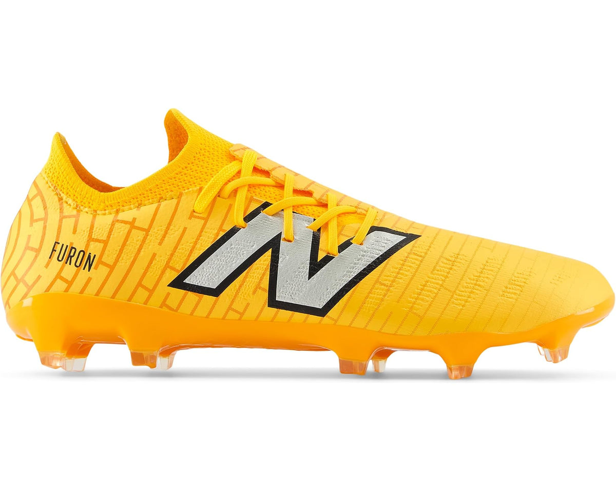 Unisex New Balance FURON DESTROY FG V7+ Soccer Cleats Sun Glow/Silver Metallic