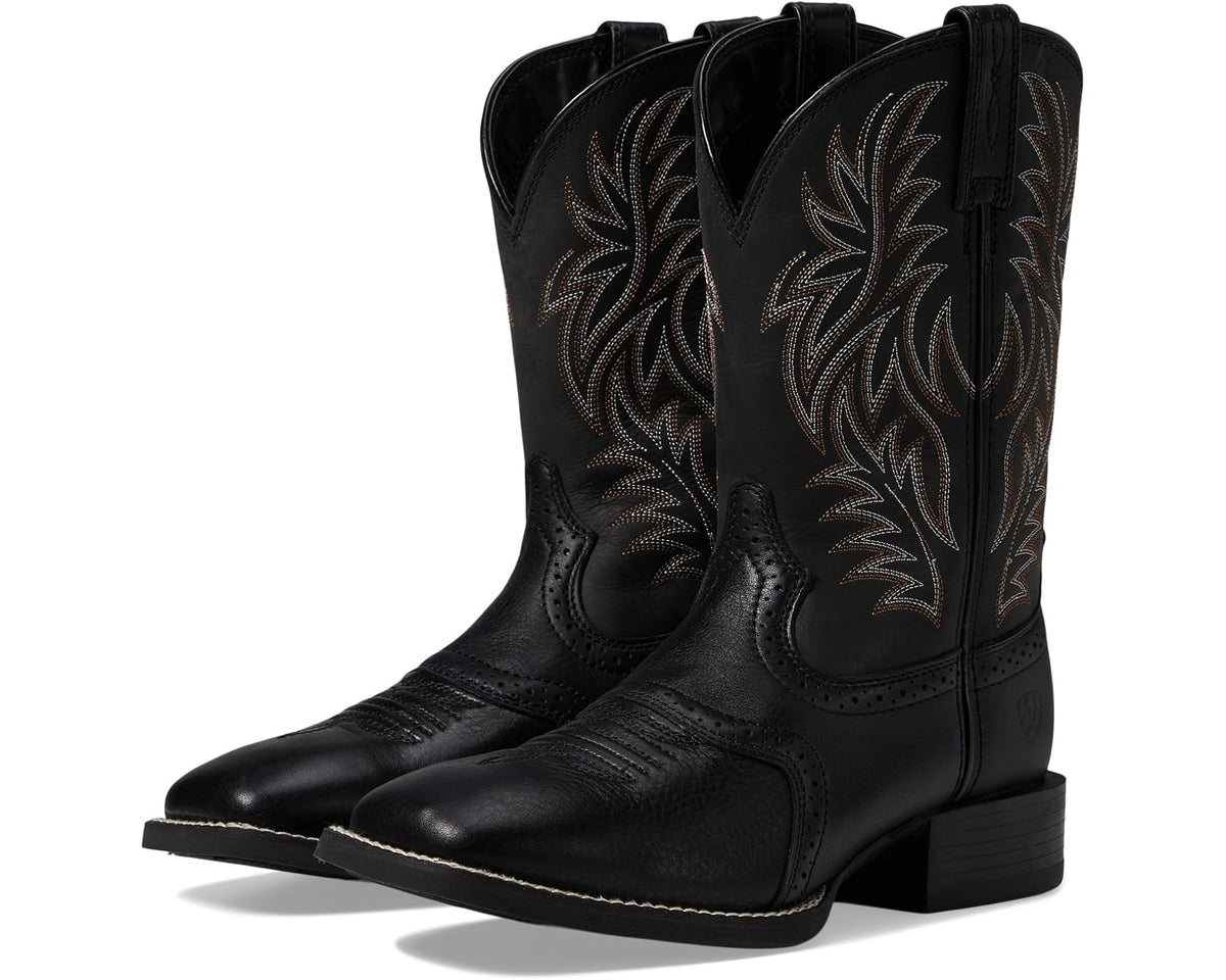 Men's Ariat Sport Western Wide Square Toe Black Deertan/Black