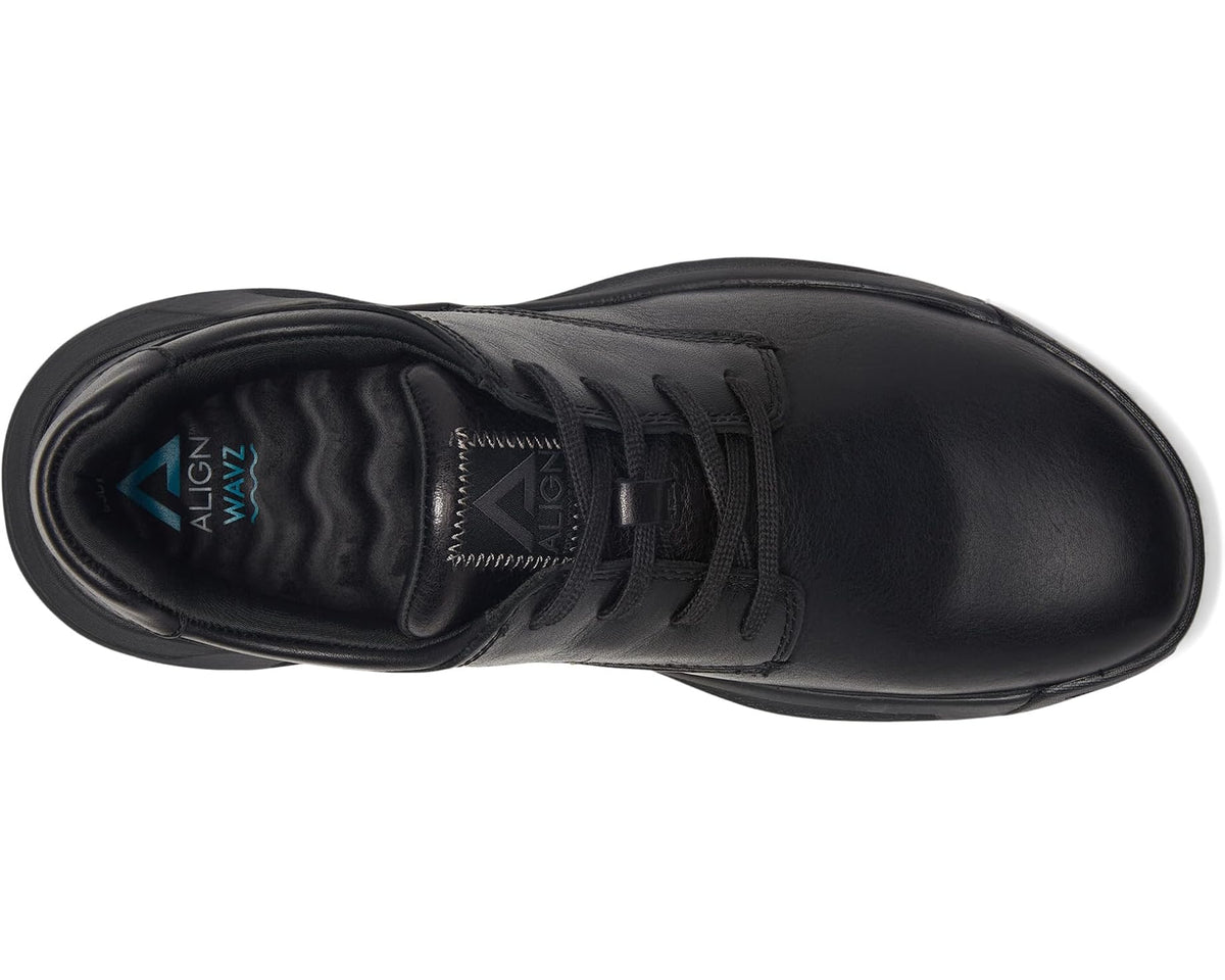 Black lace-up sneaker with padded collar and visible insole branding