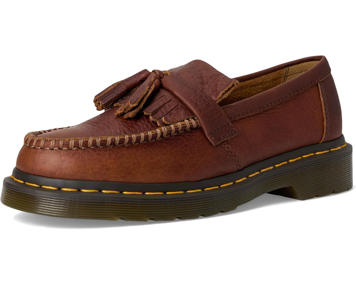 Unisex Dr. Martens Adrian Yellow Stitch Leather Loafers Cashew