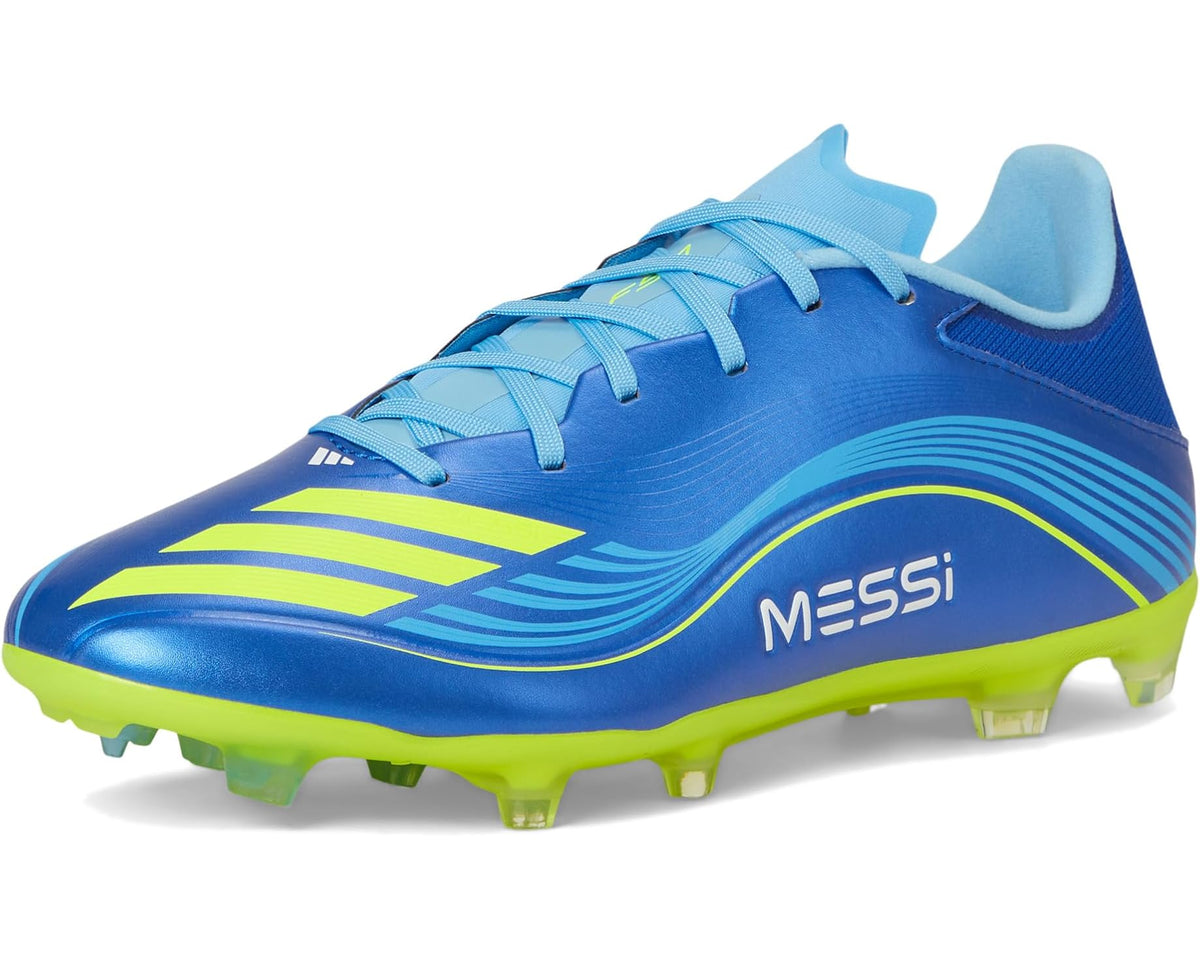 Unisex adidas F50 Messi League Firm/Multi Ground Soccer Cleats Team Royal Blue/Solar Yellow/Semi Blue Burst