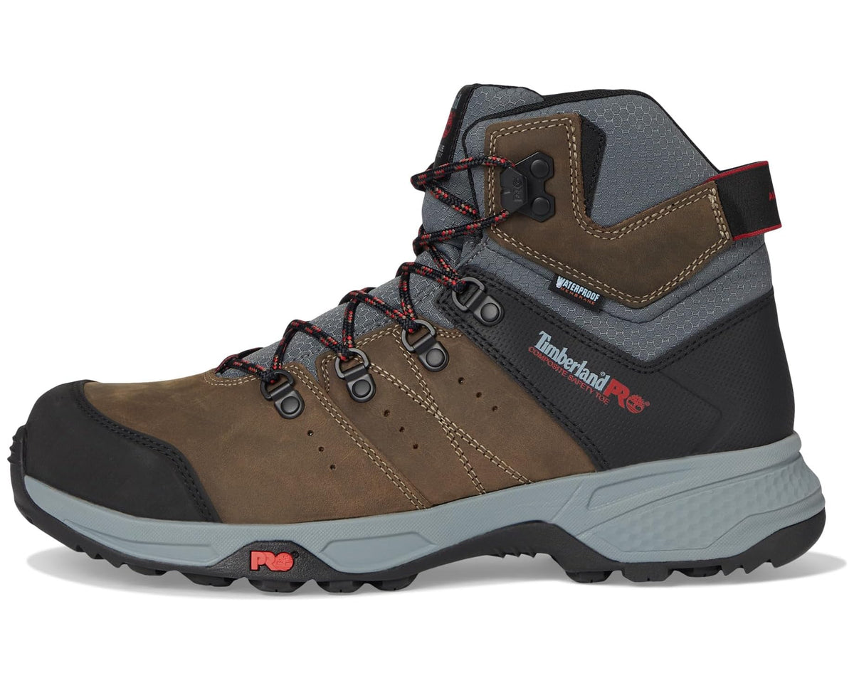 Men's Timberland PRO Switchback 6 Composite Safety Toe Puncture Resistant Waterproof Brown Turkish Coffee/Red 1