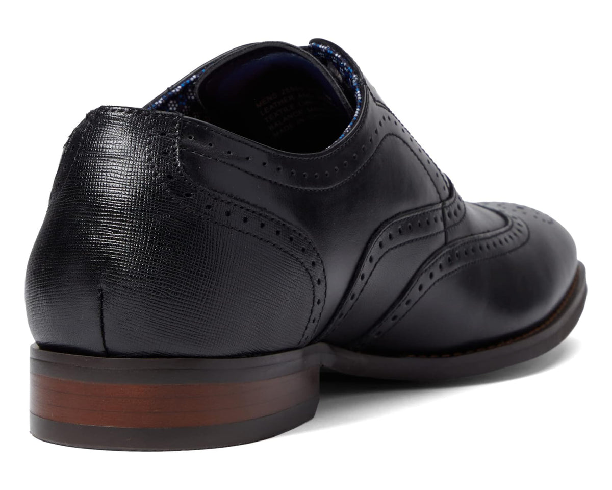 Men's Stacy Adams Kaine Wing Tip Lace-Up Oxford Black