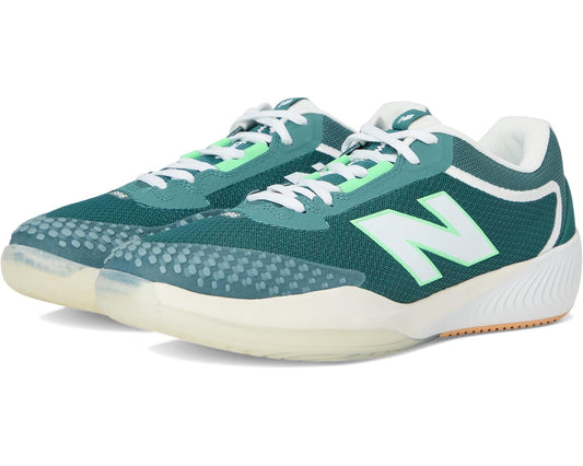 Men's New Balance FuelCell 996v6 tennis shoe in teal with white N logo and laces