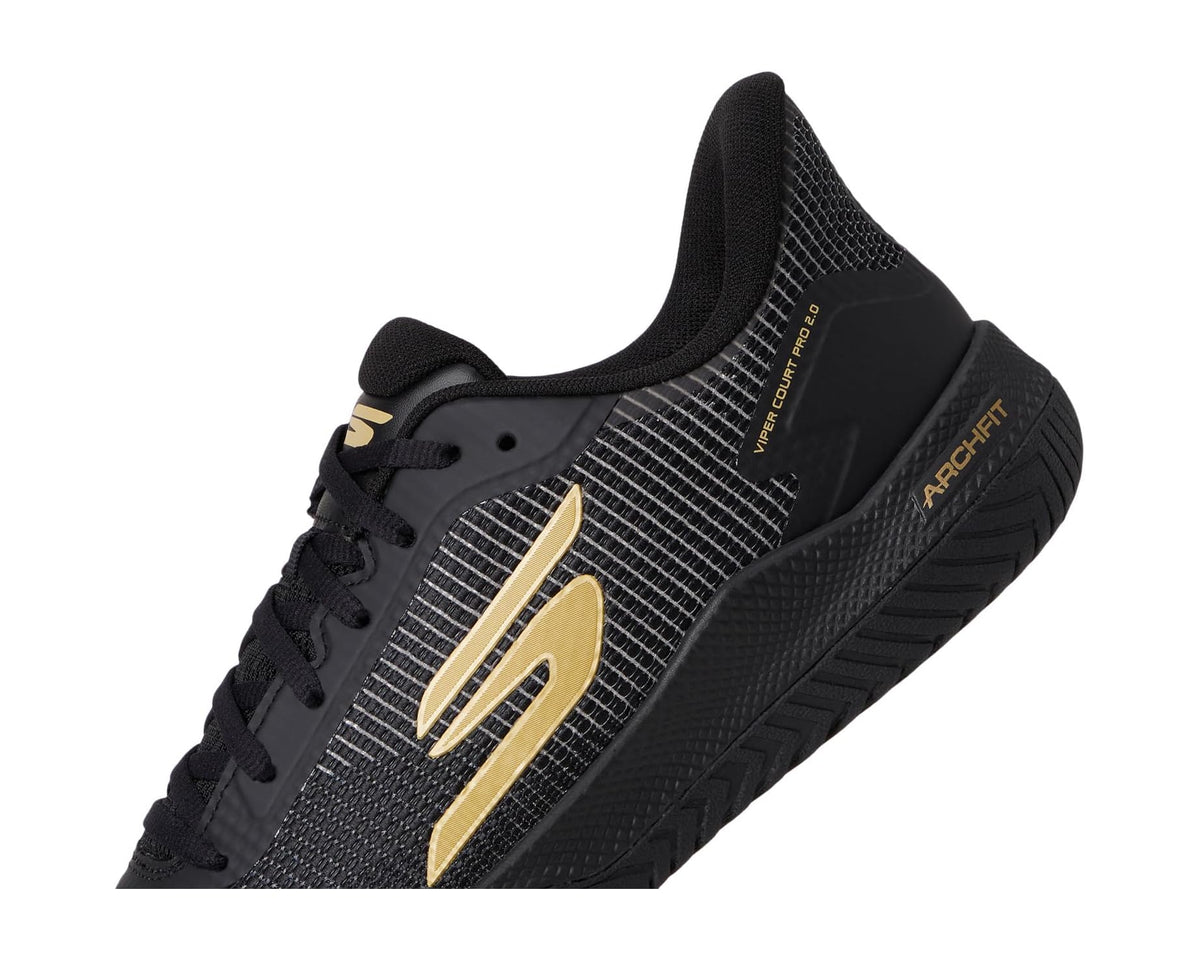 Men's SKECHERS Pickleball Viper Court Pro 2.0 Sneaker Black/Gold