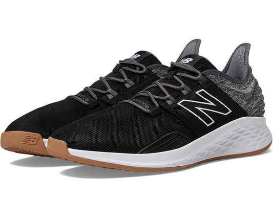 Men's New Balance ROAV golf shoe, black knit upper with gum outsole