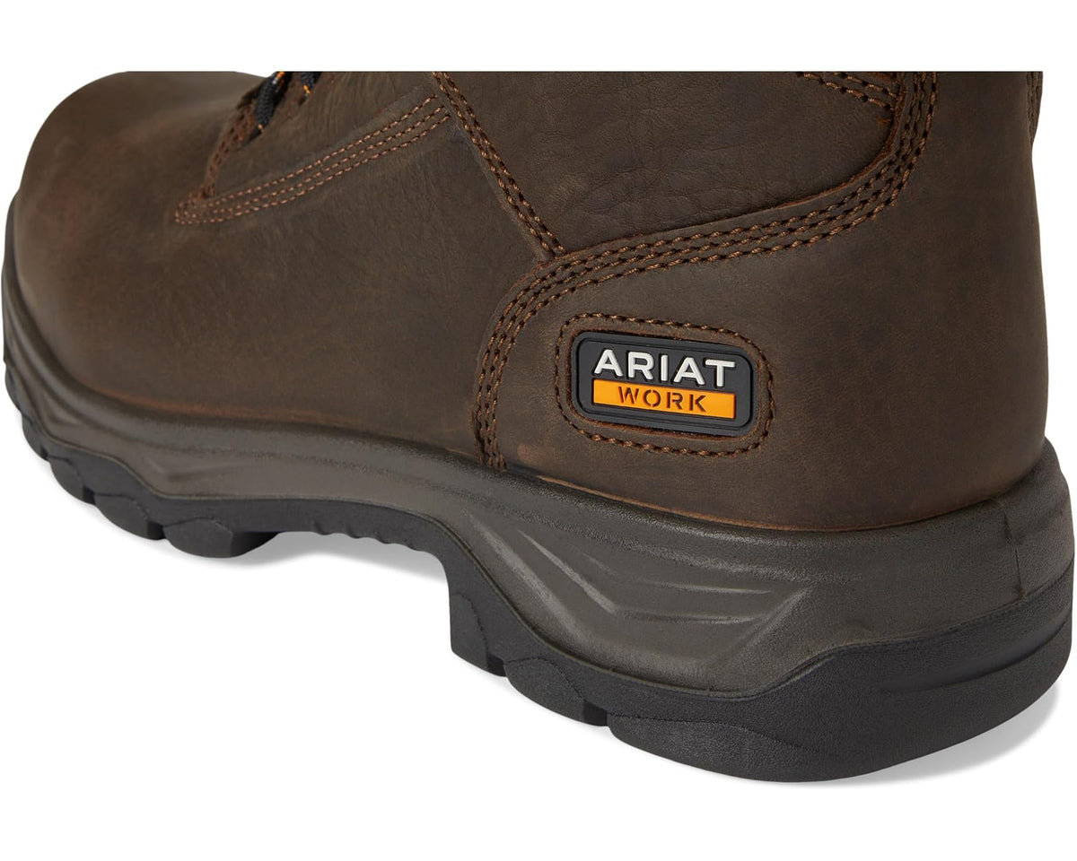 Men's Ariat Turbo Duratread 6 Waterproof Carbon Toe Work Boots Dark Brown