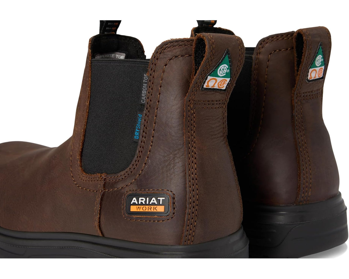 Men's Ariat Turbo Chelsea CSA Waterproof Carbon Toe Work Boots Rich Brown