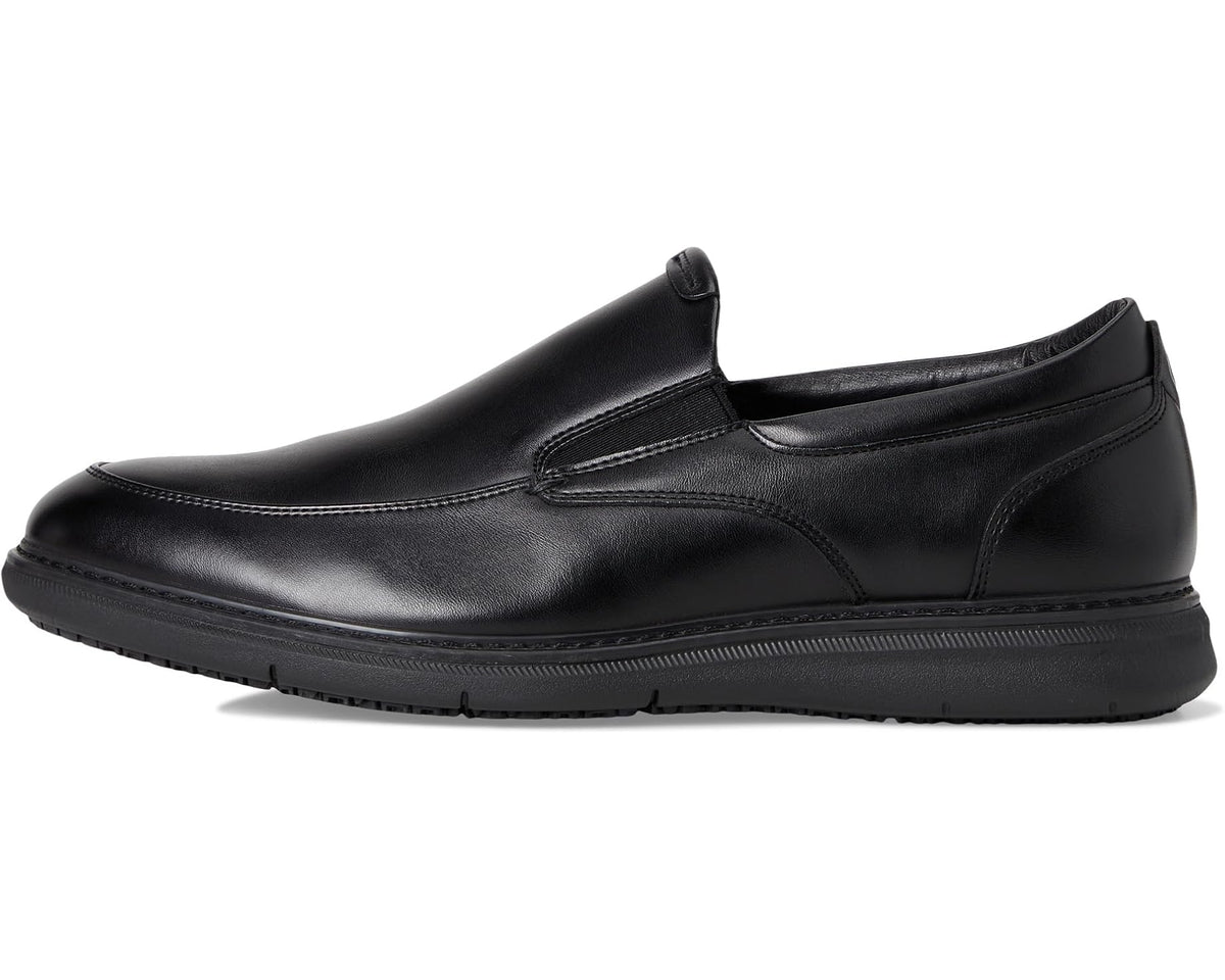 Men's Nunn Bush Chase Slip Resistant Work Slip-On for Restaurant Food Service & Hospitality Black