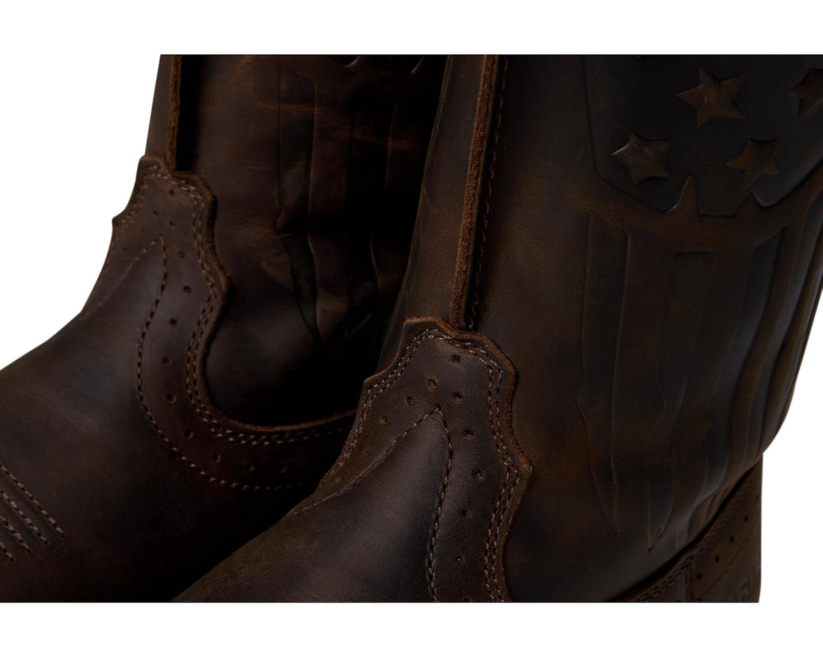 Men's Ariat Sierra Shock Shield Patriot Work Boots Distressed Brown