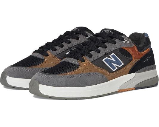 Castlerock suede-and-mesh New Balance 933 sneakers, black laces, blue N logo