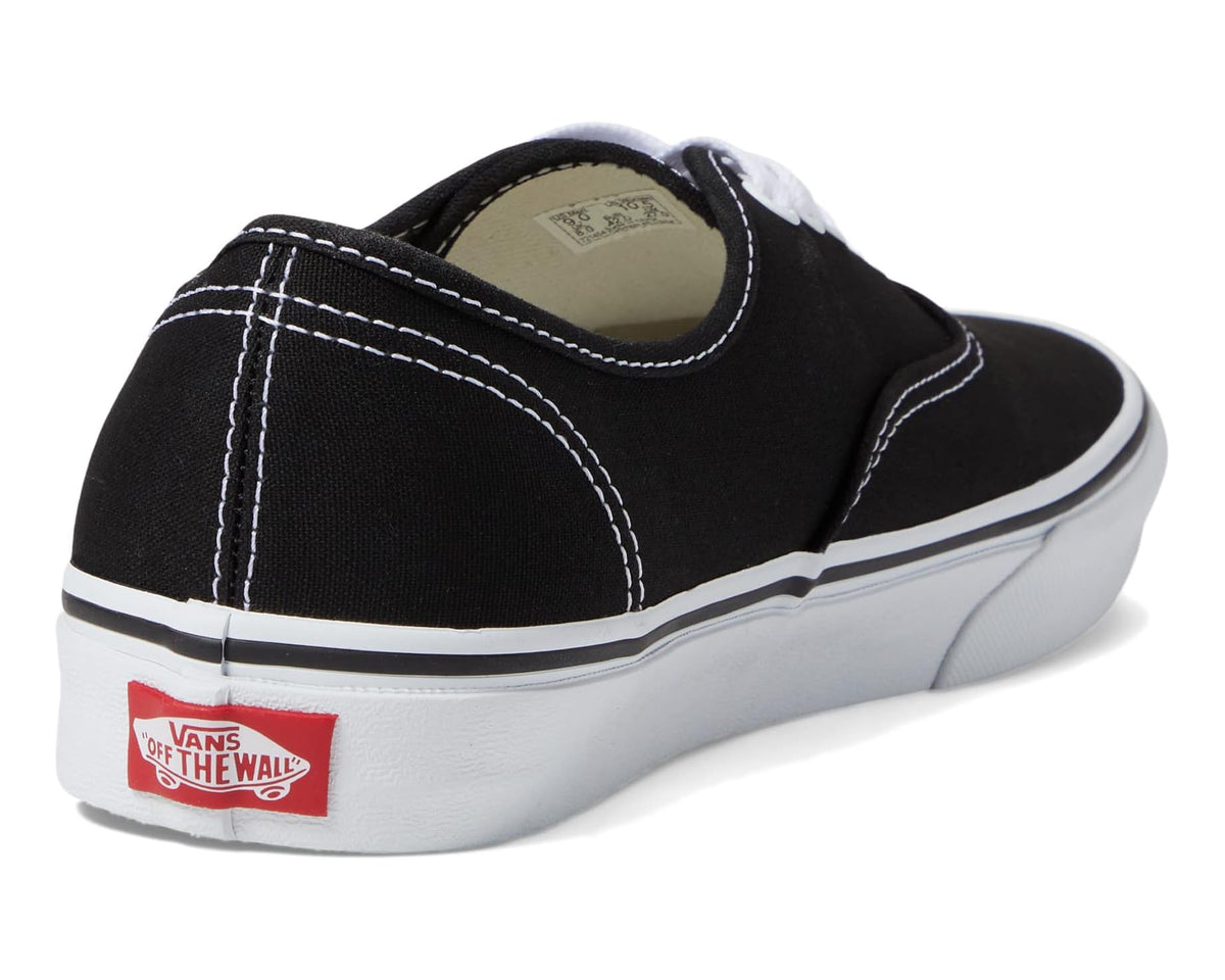 Vans Authentic Wide black canvas sneaker with red Vans The Wall heel patch and white midsole