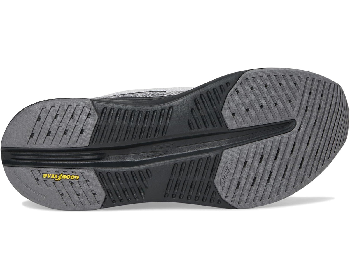 Men's slip-on sneaker outsole with gray tread and black rubber base