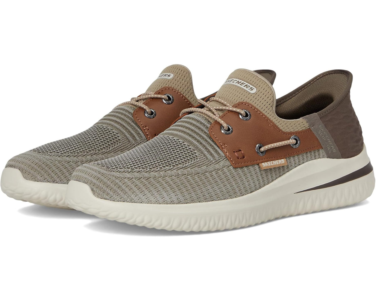 Men's SKECHERS Delson 3.0 Roth Hands Free Slip-Ins Taupe/Brown