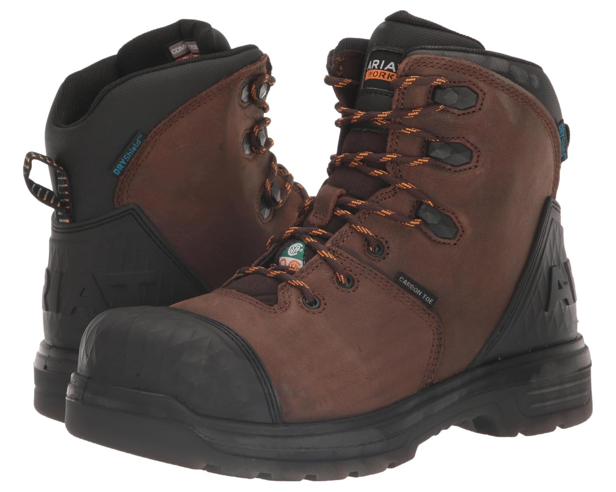 Men's Ariat Turbo Outlaw 6 CSA Waterproof Carbon Toe Work Boots Rich Brown