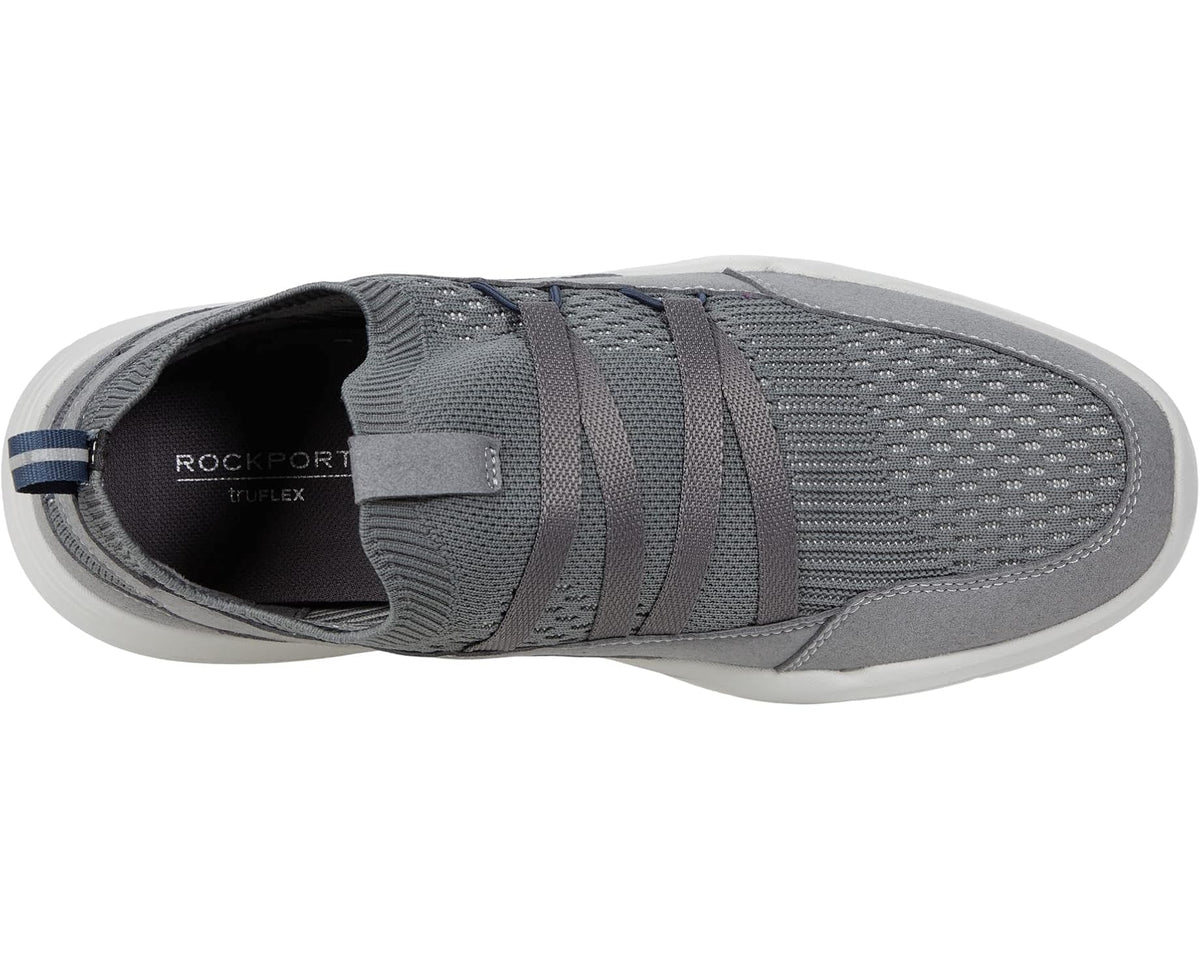 Steel grey mesh upper lace-up athletic shoe with cushioned collar