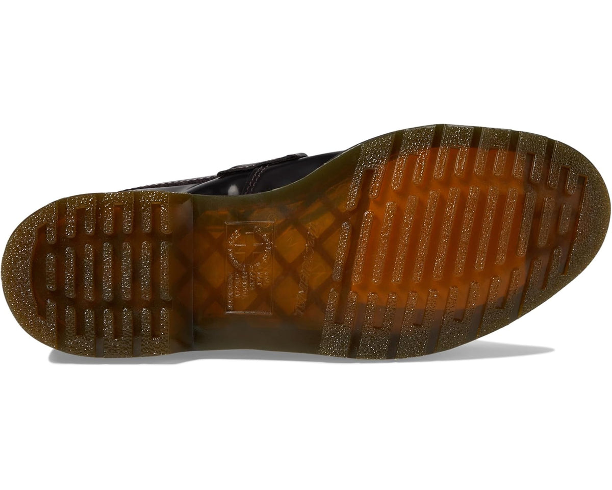Dr. Martens Adrian loafer outsole with tread, brown rubber bottom
