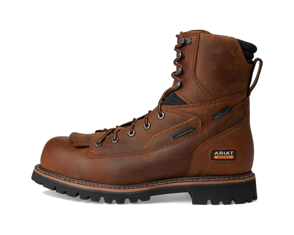 Men's Ariat Longview Shock Shield 8 Waterproof Composite Toe Work Boots Copper Brown