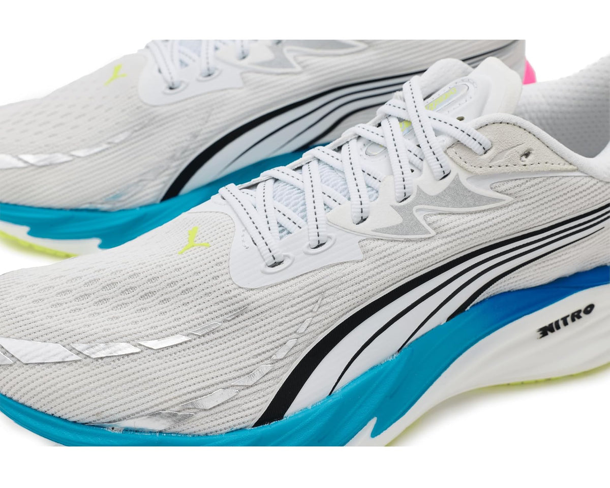 Men's PUMA Velocity Nitro 4 Running Shoes White/Ultra Blue/Poison Pink