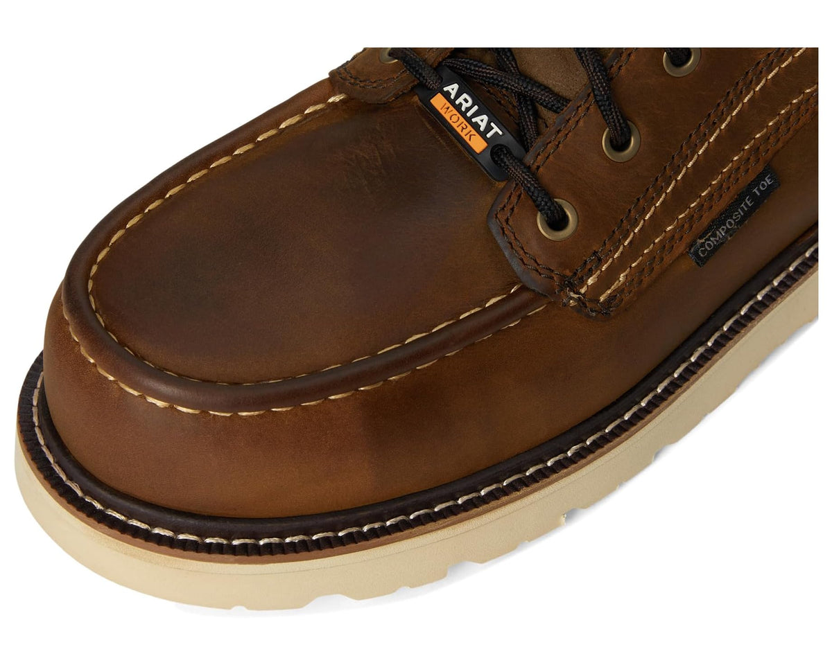 Men's Ariat Rebar Wedge Moc Toe 6 Waterproof Composite Toe Work Boots Distressed Brown