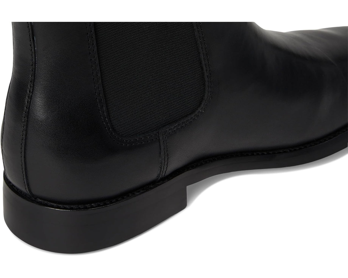 Men's black chelsea boot ankle elastic gore and stitched leather upper