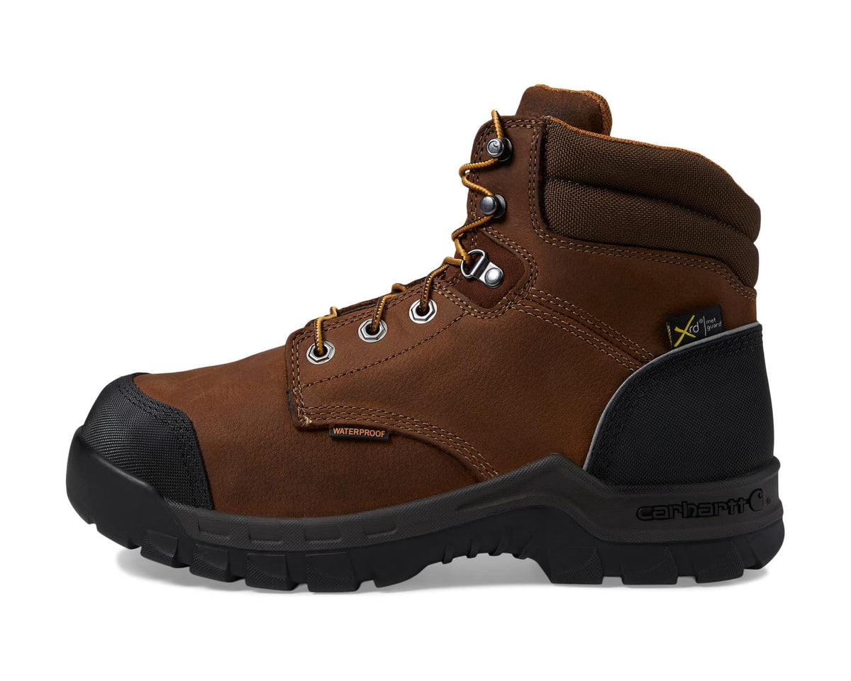Men's Carhartt Rugged Flex Waterproof Internal Met Guard Comp Toe 6 Work Boots Brown Oil Tanned Leather