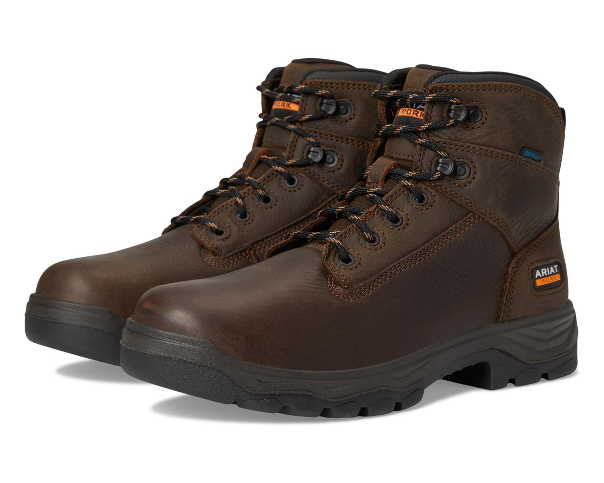 Men's Ariat Turbo Duratread 6 Waterproof Work Boots Dark Brown