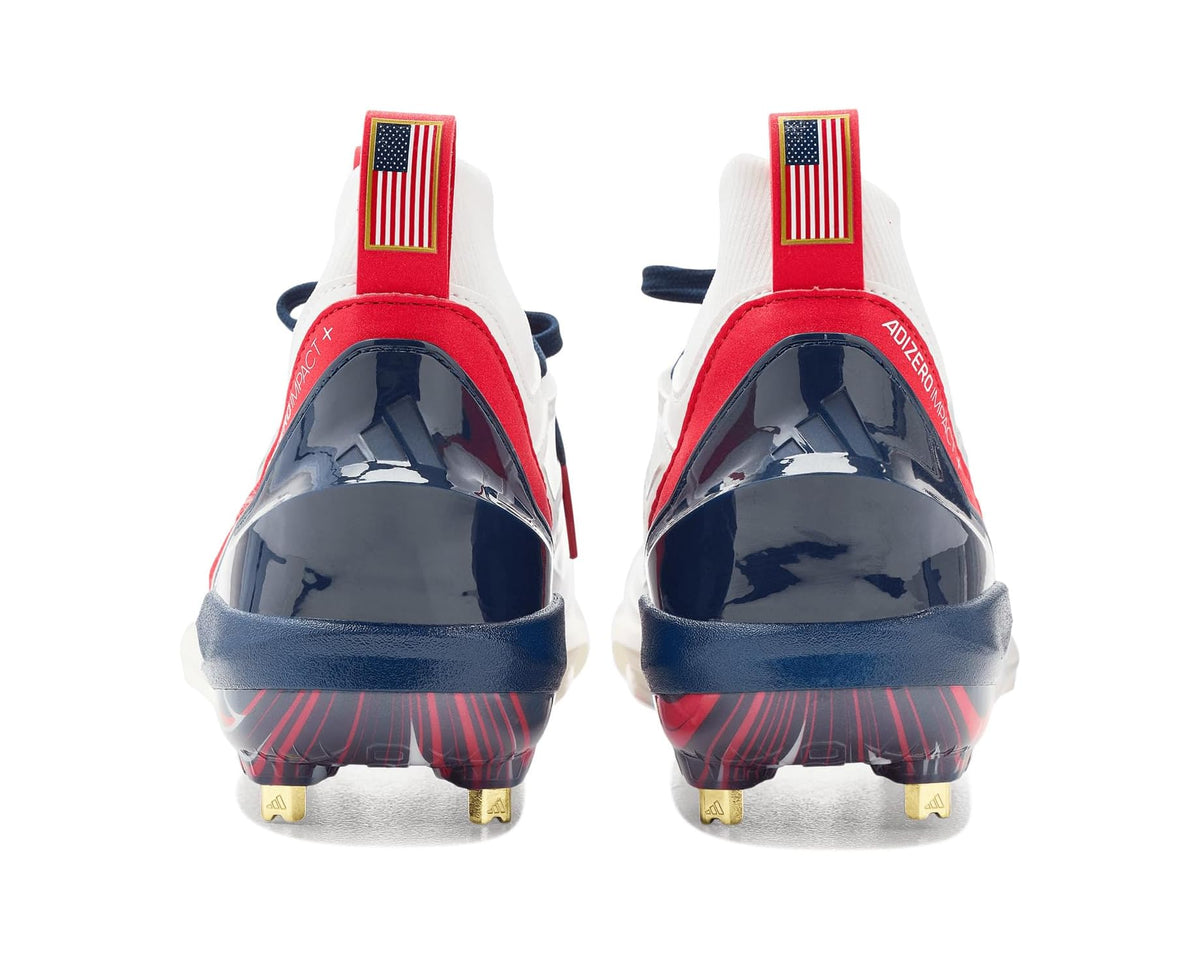 Men's adidas Adizero Impact+ 2.0 Bsb Usa Baseball Shoes White/Team Navy Blue/Team Collegiate Red