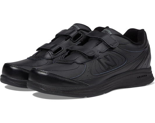 Black New Balance men's hook-and-loop 577 sneakers with N logo and padded tongue