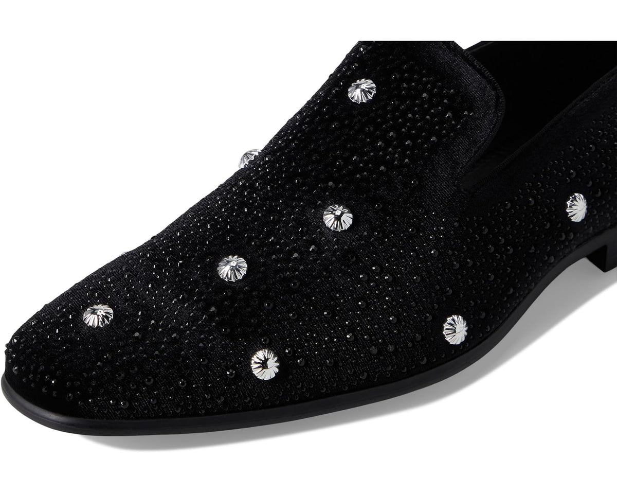 Men's Stacy Adams Spangle Rhinestone Slip-On Black/Silver
