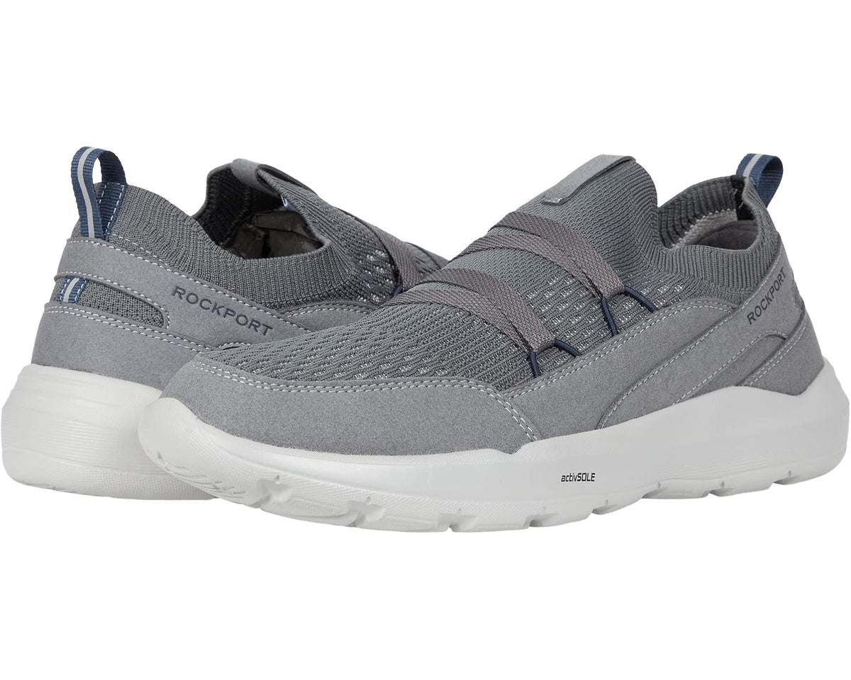 Steel grey men’s slip-on athletic sneaker with elastic gore and pull tab