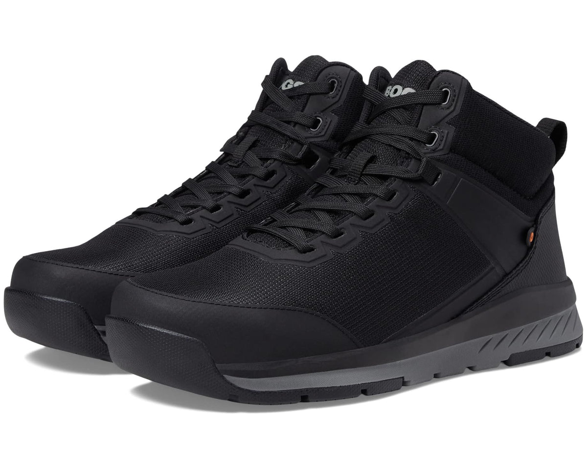 Men's black mid-cut lace-up hiking boots