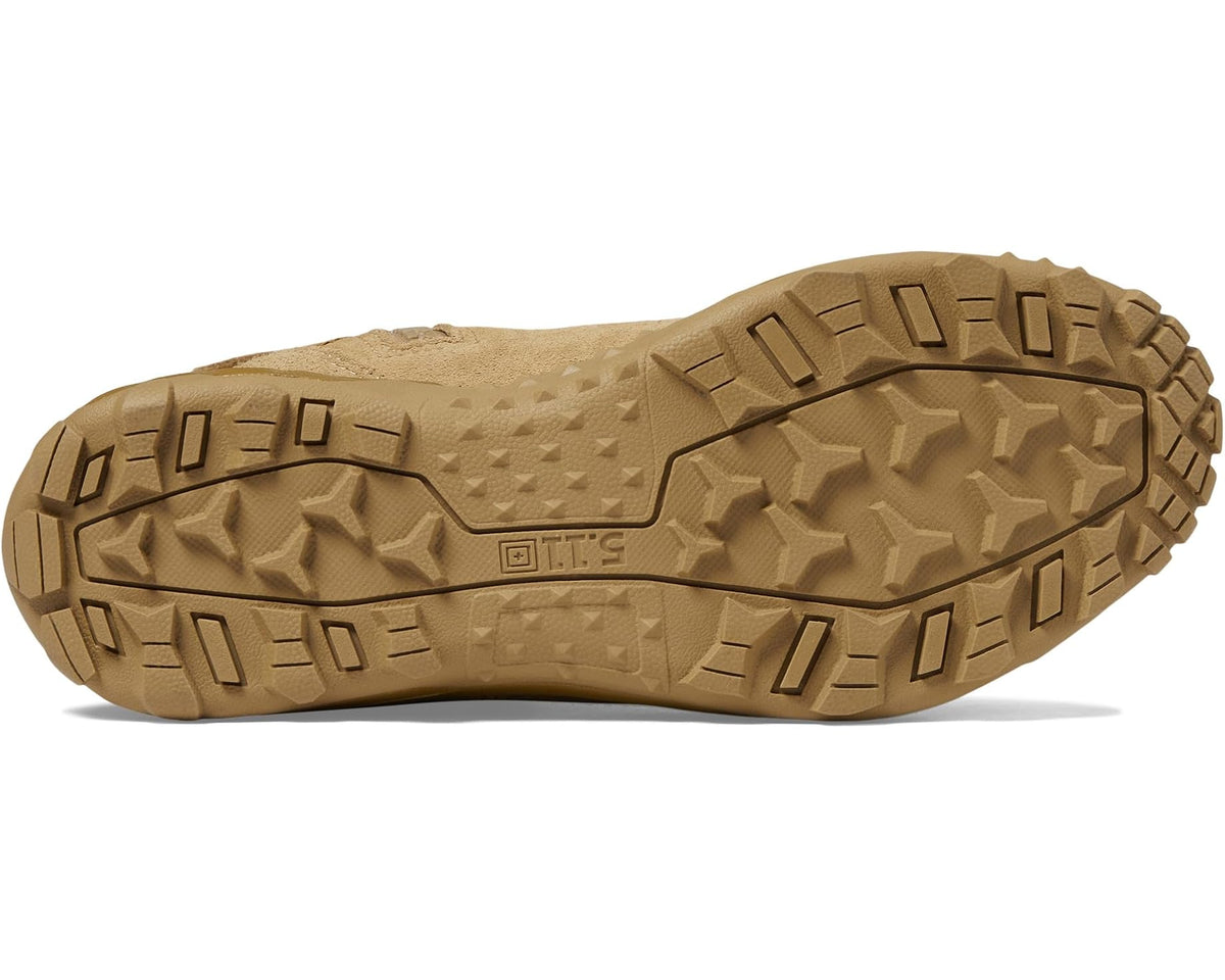 Men's coyote tan boot outsole with textured tread for traction