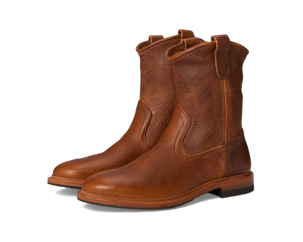 Allen Edmonds men's brown leather pull-on ankle boot with side elastic panels