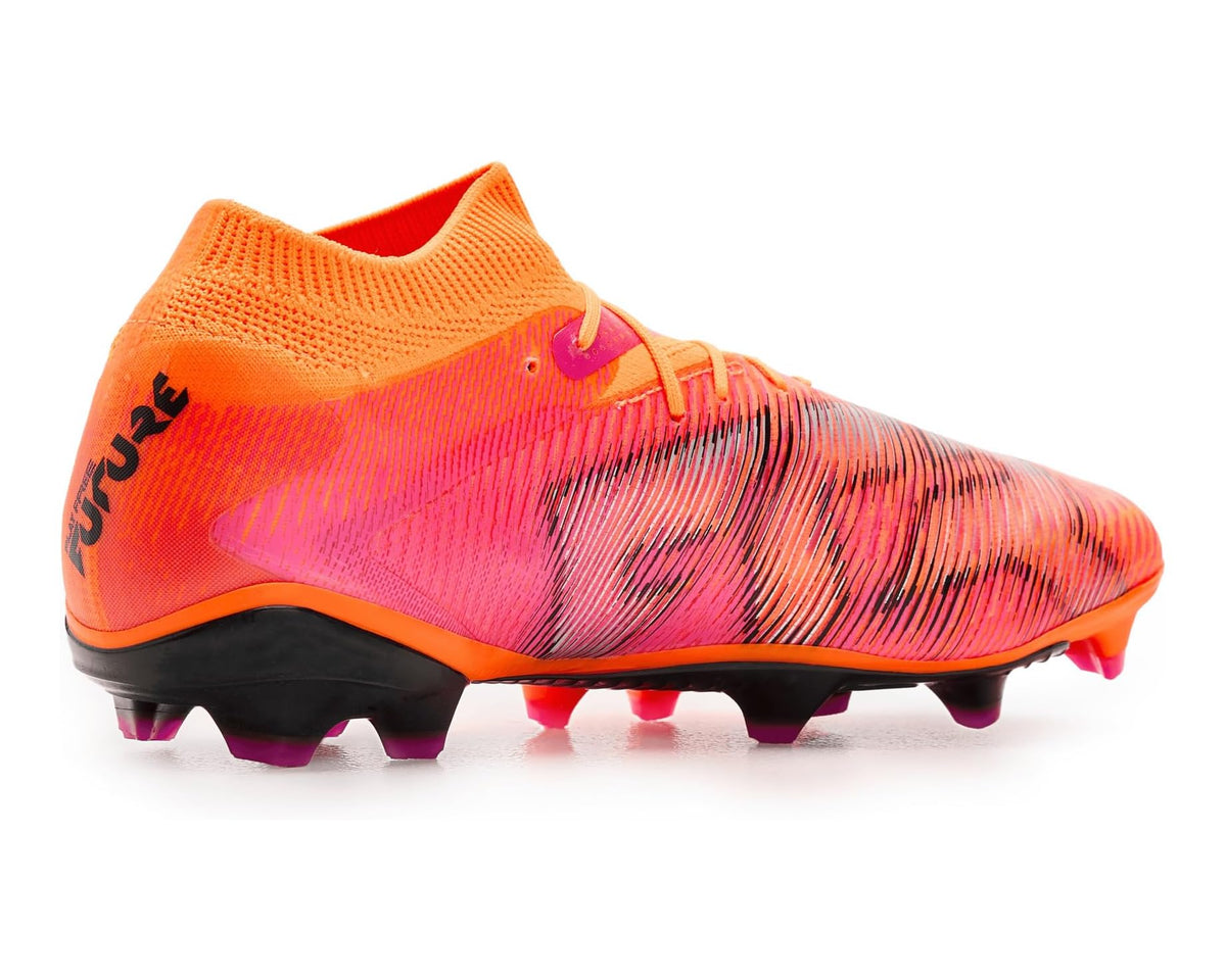 PUMA men's firm-ground soccer cleats, orange-to-pink upper with black PUMA logo