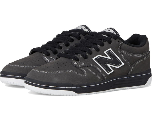 Unisex New Balance skate sneaker in dark grey and black with lace-up front