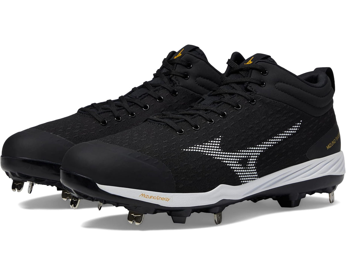 Men's Mizuno Dominant 4 Mid Baseball Cleats Black/White