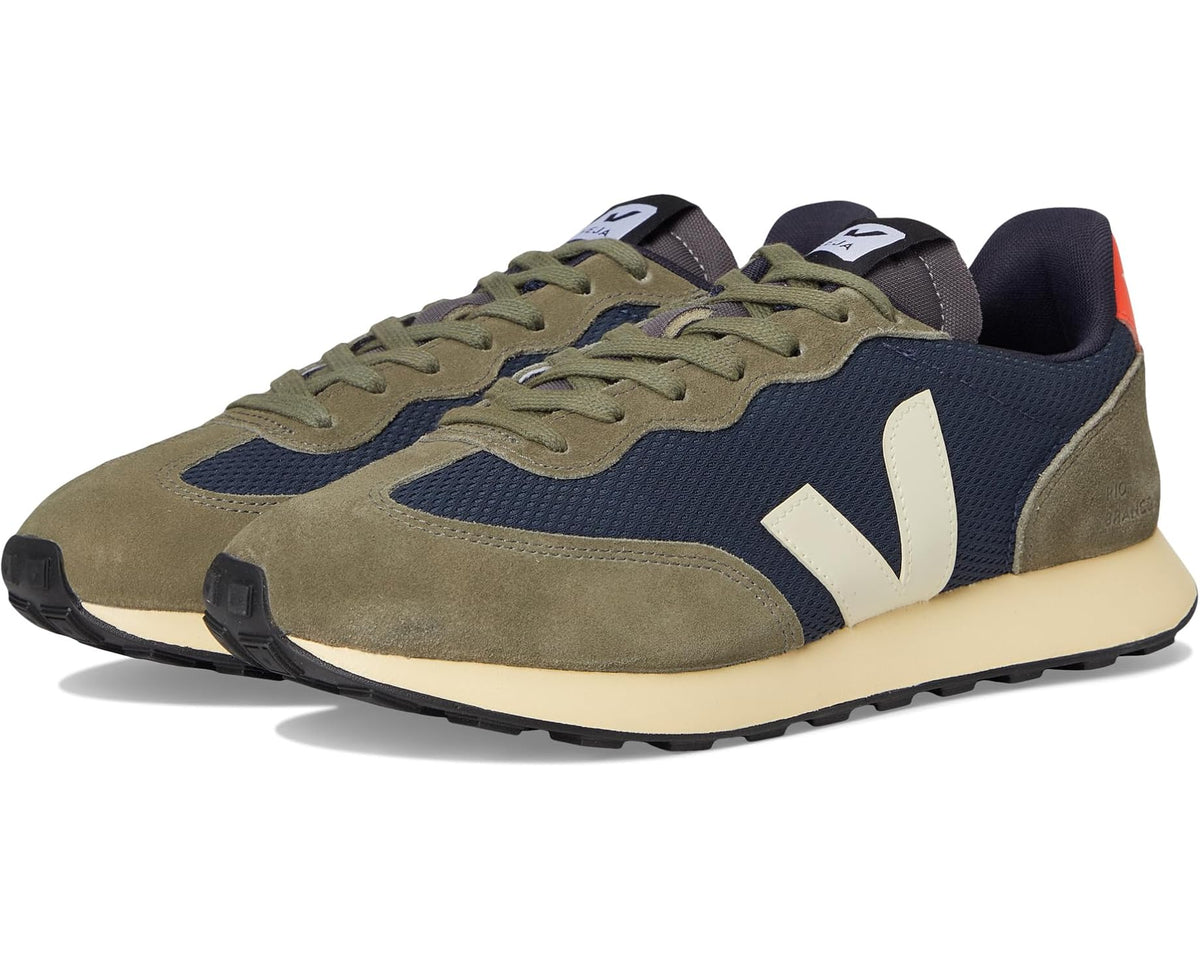 Men's VEJA Rio Branco II sneakers, olive and navy with white V logo, cream sole